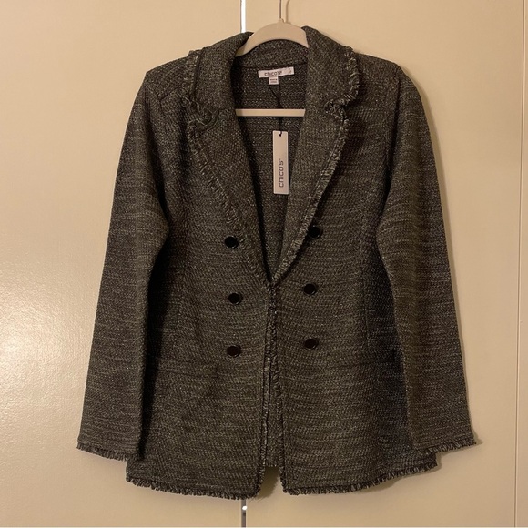 Chico’s  Metallic Tweed Sweater Blazer - Picture 2 of 10